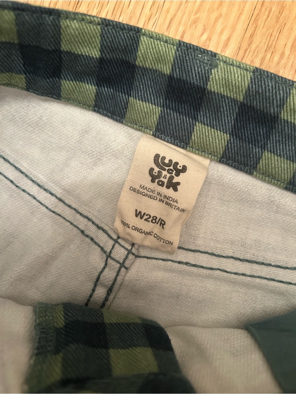 Lucy & Yak Drew Cropped Pant Green & Black Checkered Pants - Picture 6 of 6